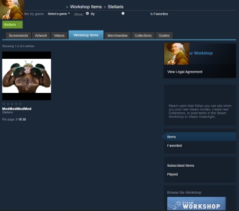 Steam WorkshopのMODページ